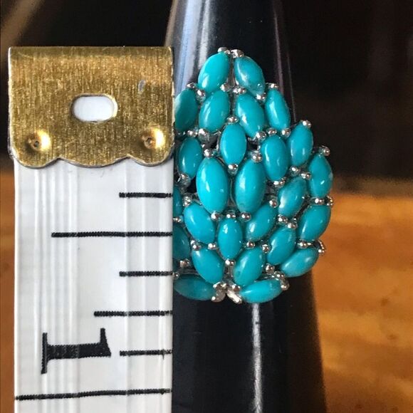 Authentic Sleeping Beauty Turquoise Sterling Silver Leaf Ring Size 5 - Picture 4 of 9